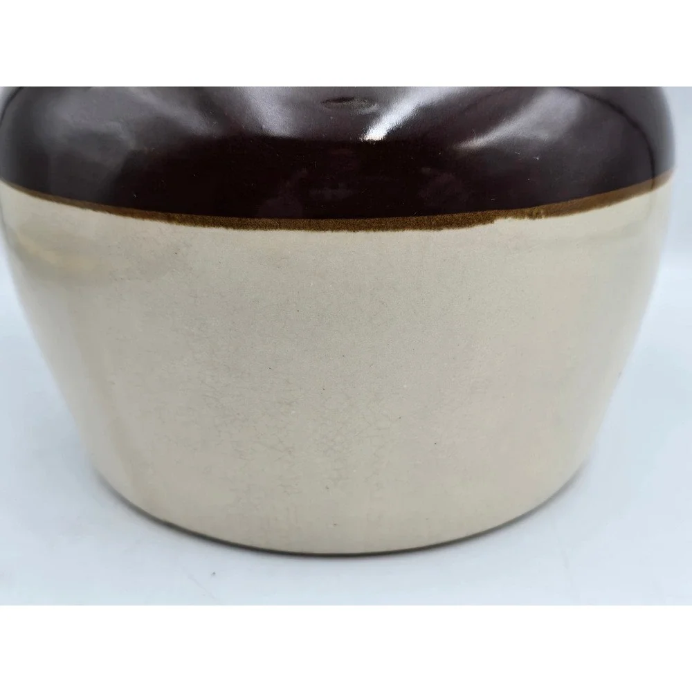 Unbranded Stoneware Bean Pot Brown Good Two Tone USA Pottery‎ Crock